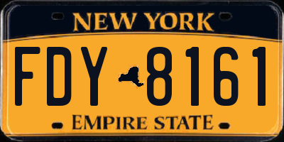 NY license plate FDY8161