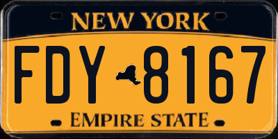 NY license plate FDY8167