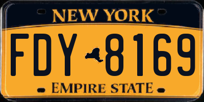 NY license plate FDY8169