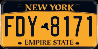 NY license plate FDY8171