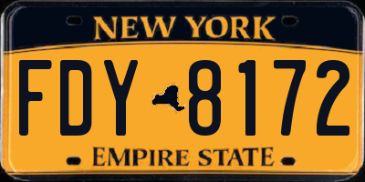 NY license plate FDY8172