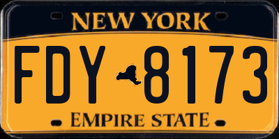 NY license plate FDY8173