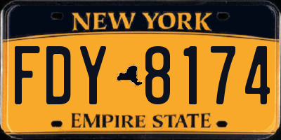 NY license plate FDY8174