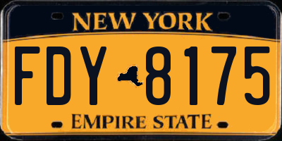 NY license plate FDY8175