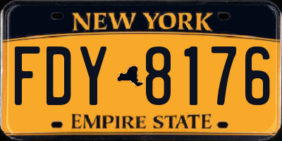 NY license plate FDY8176