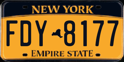 NY license plate FDY8177