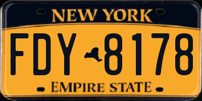 NY license plate FDY8178