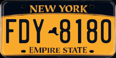 NY license plate FDY8180