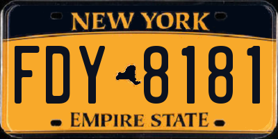NY license plate FDY8181