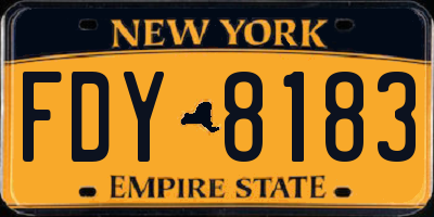 NY license plate FDY8183