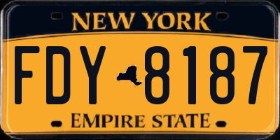 NY license plate FDY8187