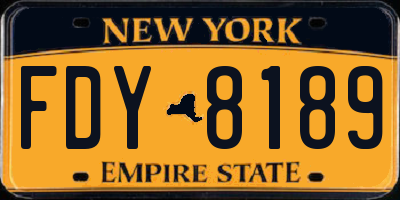 NY license plate FDY8189