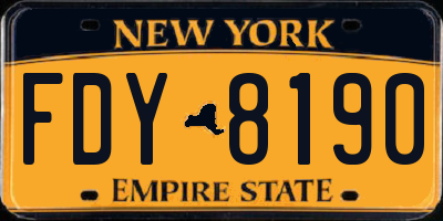 NY license plate FDY8190