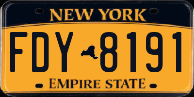 NY license plate FDY8191