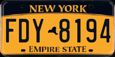 NY license plate FDY8194