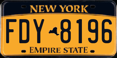 NY license plate FDY8196