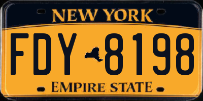 NY license plate FDY8198