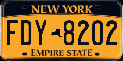 NY license plate FDY8202