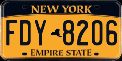 NY license plate FDY8206