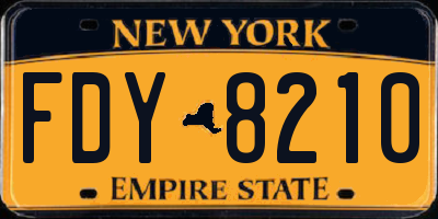 NY license plate FDY8210