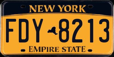 NY license plate FDY8213