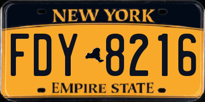NY license plate FDY8216