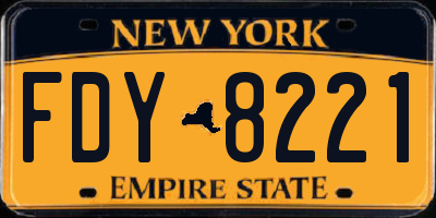 NY license plate FDY8221