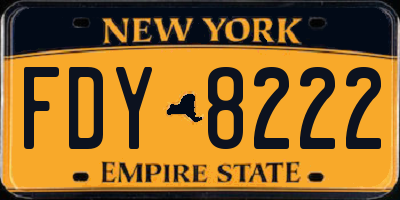 NY license plate FDY8222