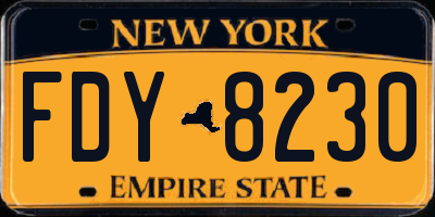 NY license plate FDY8230