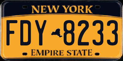 NY license plate FDY8233