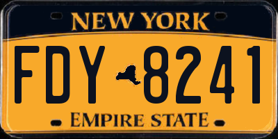 NY license plate FDY8241