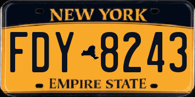 NY license plate FDY8243
