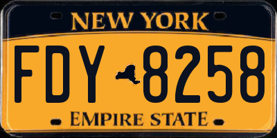 NY license plate FDY8258