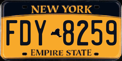 NY license plate FDY8259