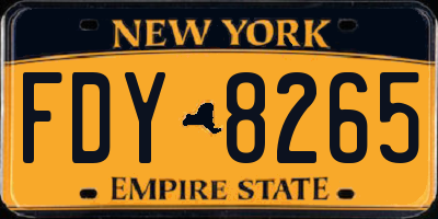 NY license plate FDY8265