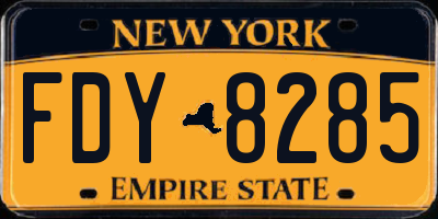 NY license plate FDY8285