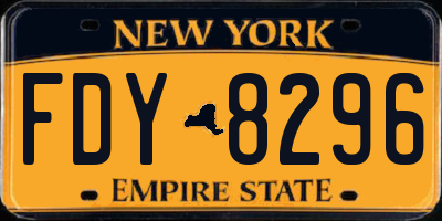 NY license plate FDY8296