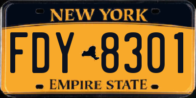 NY license plate FDY8301