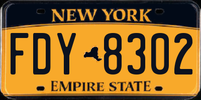NY license plate FDY8302
