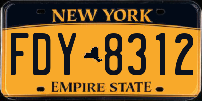 NY license plate FDY8312