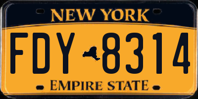 NY license plate FDY8314
