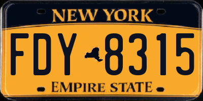 NY license plate FDY8315