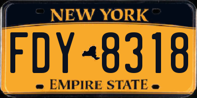 NY license plate FDY8318