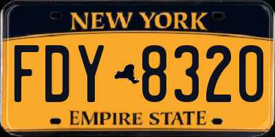 NY license plate FDY8320