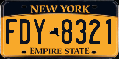 NY license plate FDY8321