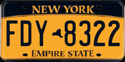 NY license plate FDY8322