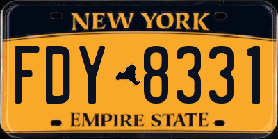 NY license plate FDY8331