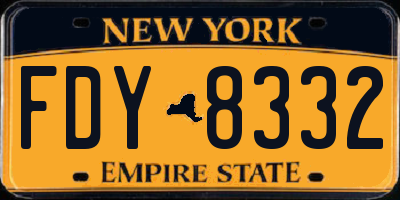 NY license plate FDY8332