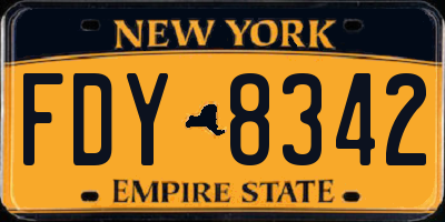 NY license plate FDY8342
