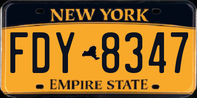 NY license plate FDY8347